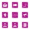 TV receiver icons set, grunge style