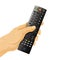 TV remote control in hand on white