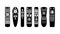 TV remote control icons device different shape set on white background. Television technology channel surfing equipment