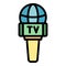Tv reportage microphone icon color outline vector
