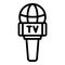 Tv reportage microphone icon, outline style