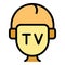 Tv reporter icon vector flat