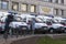 TV reporters shoot reportage on the transfer of cars first aid clinics Vologda and Cherepovets near the government building of the