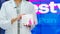 TV Show Product Infomercial: Professional Holds Package Box with Health Care Medical Supplements