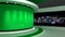 TV studio. Green studio. Green background. News studio. The perfect backdrop for any green screen or chroma key video or photo pro