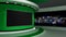 TV studio. Green studio. News studio. Loop animation. Background for any green screen or chroma key video production. 3d render