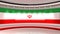 TV studio. Iran flag studio. Iran flag. Iranian flag background. News studio. Backdrop for  green screen or chroma key video. 3d.