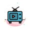 TV, Television, Play, Video Abstract Flat Color Icon Template