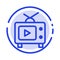 TV, Television, Play, Video Blue Dotted Line Line Icon