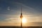 TV tower in Berlin at sunset as a silhouette