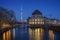 TV Tower, Bode Museum and Spree River in Berlin at dusk