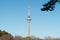 TV tower view throw the forest in Estonia, Tallinn.