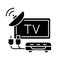 TV tuner black glyph icon