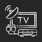 TV tuner chalk white icon on black background