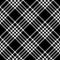 Tweed check pattern in black and white. Seamless pixel textured diagonal asymmetric dog tooth graphic for jacket, coat, skirt.