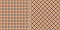 Tweed check plaid pattern in black, orange, beige. Seamless herringbone textured small vector set for dress, jacket, skirt.