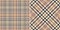 Tweed check plaid pattern in brown, gold, beige for autumn winter. Seamless pixel textured tartan illustration set for scarf.