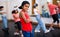 Tween african boy hip hop dancer during group dance class