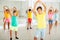 Tween boy practicing flamenco moves during group class in choreography studio