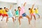 Tween girl krump dancer in choreographic studio with children