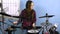 Tween girl playing electronic drums