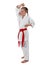 Tweenage girl going karate