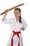 Tweenage girl going karate