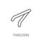 Tweezers linear icon. Modern outline Tweezers logo concept on wh