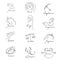 Twelve constellations handwriting and illustrations. vector illustration