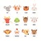 Twelve cute cartoon animals of Japanese zodiac