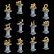 Twelve gold figurines of zodiac signs on columns