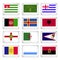 Twelve National Flags on Metal Texture Plate