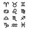 Twelve zodiac black signs icon set vector