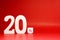 Twenty  20  Percentage Isolated on Red Background with Copy Space , White object word - Sale , Discount 20% off Safe Price Busin