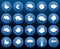Twenty Blue Weather Circle Paper Icons Set