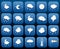 Twenty Blue Weather Square Paper Icons Set