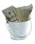 Twenty Dollar Bills in Silver Bucket
