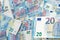 Twenty euro banknotes
