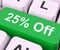 Twenty Five Percent Off Key Means Discount Or Sale