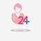 Twenty four available medical help icon. Doctor, woman.