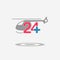 Twenty four available medical help icon. Helicopter rescue