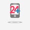 Twenty four available medical help icon. Smart phone