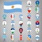 Twenty four flags the Provinces of Argentina -  alphabetical order with name.  Set of 2d geolocation signs like flags Provinces of