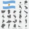 Twenty four Maps  Provinces of Argentina - alphabetical order with name. Every single map of Province are listed and isolated with
