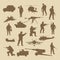 twenty military weaponry silhouettes