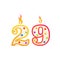 Twenty nine years anniversary, 29 number shaped birthday candle with fire on white