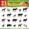 Twenty one Farm animal silhouettes
