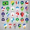 Twenty seven flags states of Brazil  - alphabetical order with name.  Set of 2d geolocation signs like flags states of Brazil.  Tw