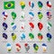 Twenty seven flags states of Brazil  - alphabetical order with name.  Set of 3d geolocation signs like flags states of Brazil.  Tw