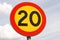 Twenty speed limit sign close-up